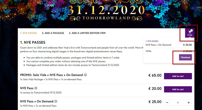 TOMORROWLAND 31.12.2020　オンラインカウントダウンイベントチケット買い方3